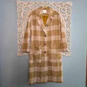 A New Day Target Oversized Tan Pink Plaid Pea Coat XXL